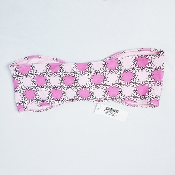 *Last Chance* NWT Frankie's Bikinis Pink Daisy Terry Swimsuit Top + Bottom XL - Picture 6 of 16